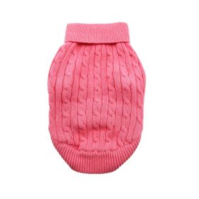 Dog Cable Knit 100% Cotton Sweater       Candy Pink (size: XX-Small)