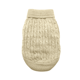 Dog Cable Knit 100% Cotton Sweater       Oatmeal (size: X-Large)