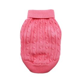 Dog Cable Knit 100% Cotton Sweater       Candy Pink (size: large)