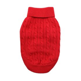 Dog Cable Knit 100% Cotton Sweater      Fiery Red (size: large)