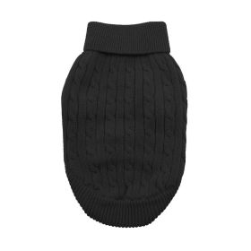 Dog Cable Knit 100% Cotton Sweater         Jet Black (size: large)