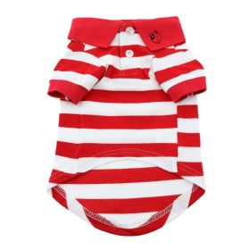 Polos Striped - Flame Scarlet Red & White (size: 3X-Large)