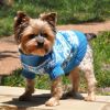 Dog Cable Knit 100% Cotton Sweater  Snowflakes and Hearts Blue