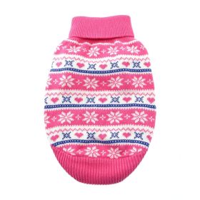 Dog Cable Knit 100% Cotton Sweater    Snowflakes and Hearts Pink (size: medium)