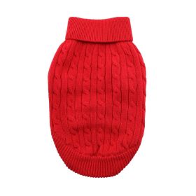 Dog Cable Knit 100% Cotton Sweater      Fiery Red (size: medium)