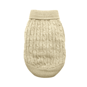 Dog Cable Knit 100% Cotton Sweater       Oatmeal (size: small)