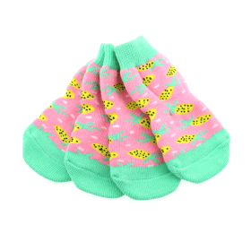 Non-Skid Dog Socks - Pineapple (size: small)