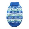 Dog Cable Knit 100% Cotton Sweater  Snowflakes and Hearts Blue