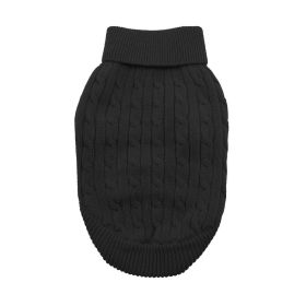 Dog Cable Knit 100% Cotton Sweater         Jet Black (size: small)
