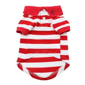 Polos Striped - Flame Scarlet Red & White (size: medium)